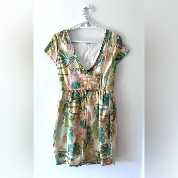 H&M Conscious Floral Metallic Print Lined Dress - Picture 4 of 5